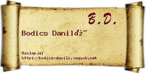 Bodics Daniló névjegykártya